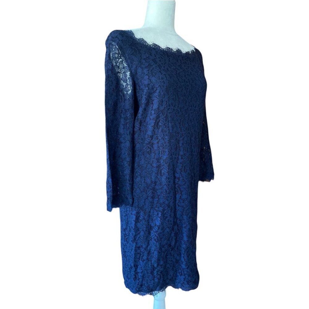 DVF Diane von Furstenberg Zarita Lace Dress in Royal Blue sz 14 Formal Evening - Picture 2 of 16